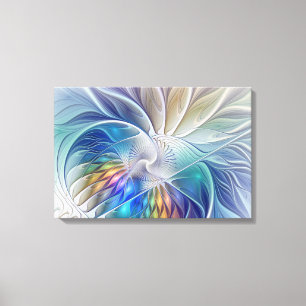 Floral Fantasy, Colourful Abstract Fractal Flower Canvas Print