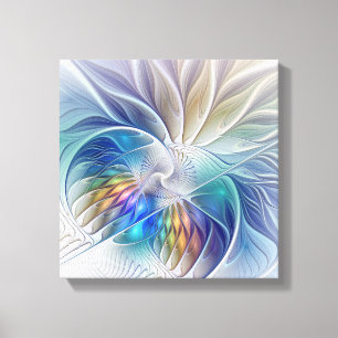 Floral Fantasy, Colourful Abstract Fractal Flower Canvas Print