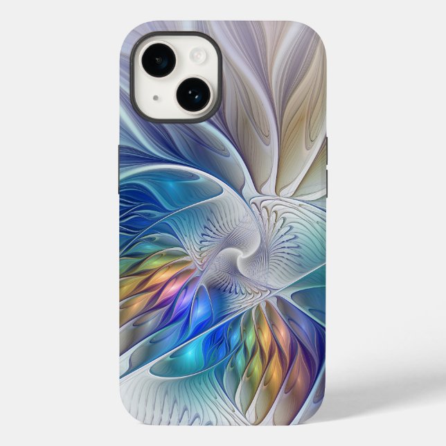 Floral Fantasy, Colourful Abstract Fractal Flower Case-Mate iPhone Case (Back)