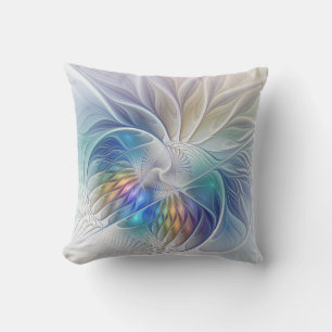 Floral Fantasy, Colourful Abstract Fractal Flower Cushion