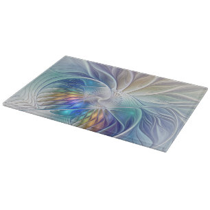 Floral Fantasy, Colourful Abstract Fractal Flower Cutting Board