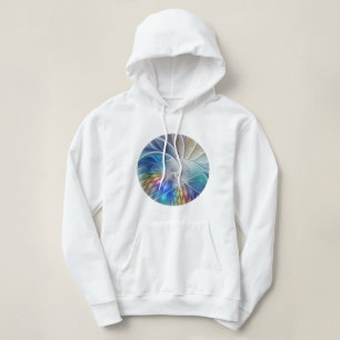 Floral Fantasy, Colourful Abstract Fractal Flower Hoodie