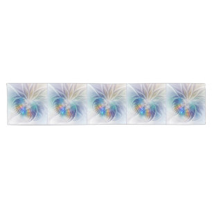 Floral Fantasy, Colourful Abstract Fractal Flower Short Table Runner