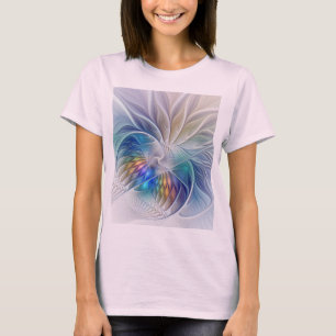 Floral Fantasy, Colourful Abstract Fractal Flower T-Shirt