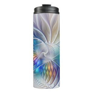 Floral Fantasy, Colourful Abstract Fractal Flower Thermal Tumbler