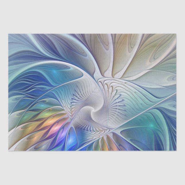 Floral Fantasy, Colourful Abstract Fractal Flower Tissue Paper (Front)