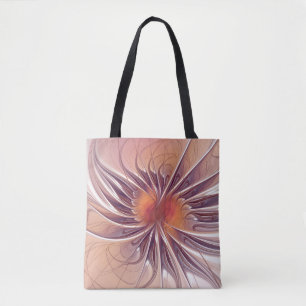 Floral Fantasy, Colourful Abstract Fractal Flower. Tote Bag