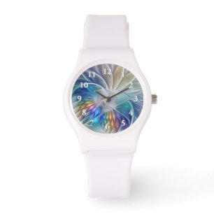 Floral Fantasy, Colourful Abstract Fractal Flower Watch