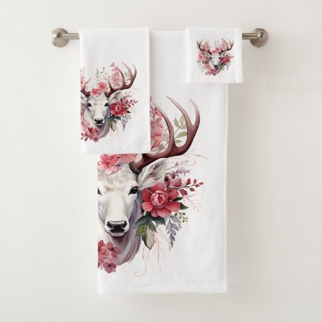 🌸 Floral Fantasy Deer Towel Set 🦌 (Insitu)