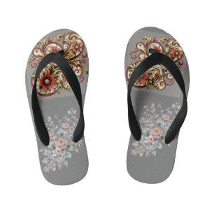 "Floral Fantasy Flip Flops" Kid's Jandals