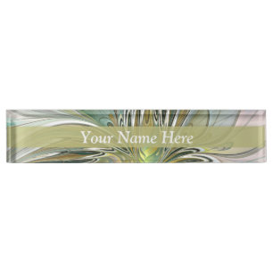 Floral Fantasy Fractal Art Flower With Gold Text Nameplate
