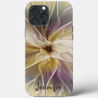 Floral Fantasy Gold Aubergine Abstract Art Name