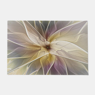 Floral Fantasy Gold Aubergine Abstract Fractal Art Doormat