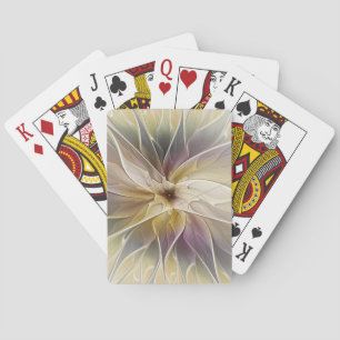 Floral Fantasy Gold Aubergine Abstract Fractal Art Playing Cards