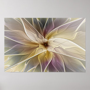 Floral Fantasy Gold Aubergine Abstract Fractal Art Poster