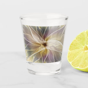 Floral Fantasy Gold Aubergine Abstract Fractal Art Shot Glass