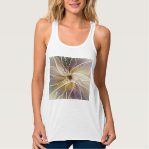 Floral Fantasy Gold Aubergine Abstract Fractal Art Singlet