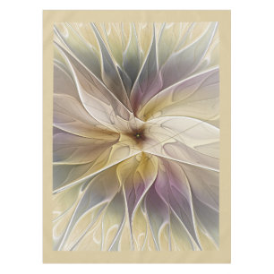 Floral Fantasy Gold Aubergine Abstract Fractal Art Tablecloth