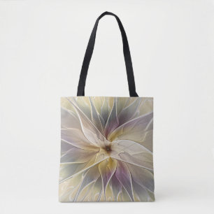 Floral Fantasy Gold Aubergine Abstract Fractal Art Tote Bag