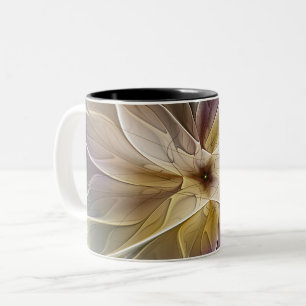 Floral Fantasy Gold Aubergine Abstract Fractal Art Two-Tone Coffee Mug