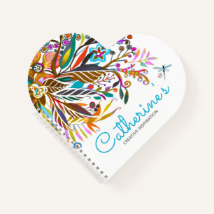 Floral Fantasy Heart Shaped Notebook
