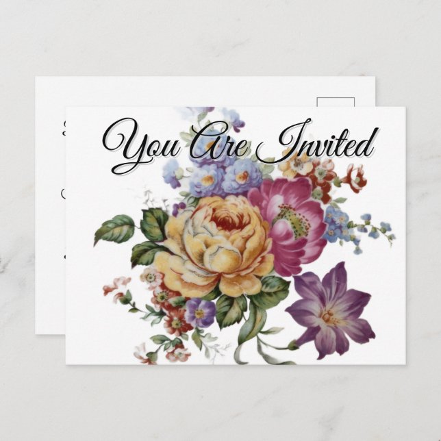 Floral Fantasy  Invitation Postcard (Front/Back)