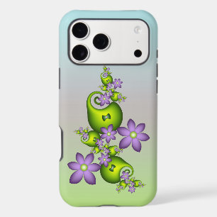 Floral Fantasy Lilac Flowers Green Shapes Fractal
