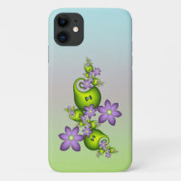 Floral Fantasy Lilac Flowers Green Shapes Fractal