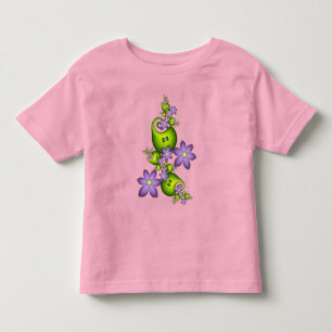 Floral Fantasy Lilac Flowers Green Shapes Fractal Toddler T-Shirt