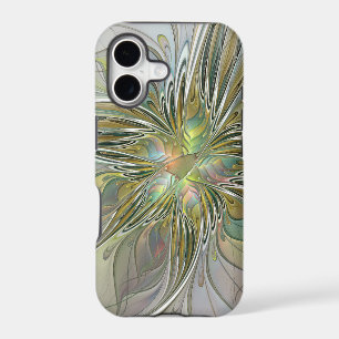 Floral Fantasy Modern Fractal Art Flower With Gold