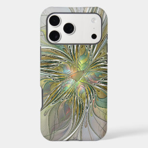 Floral Fantasy Modern Fractal Art Flower With Gold