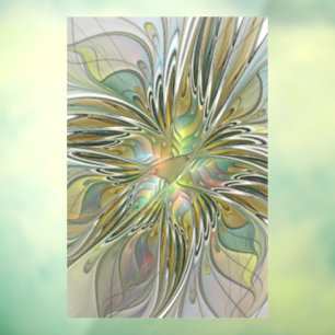 Floral Fantasy Modern Fractal Art Flower With Gold