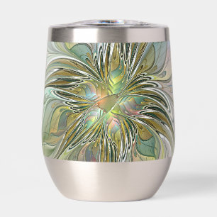 Floral Fantasy Modern Fractal Art Flower With Gold