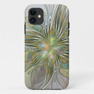 Floral Fantasy Modern Fractal Art Flower With Gold Case-Mate iPhone Case