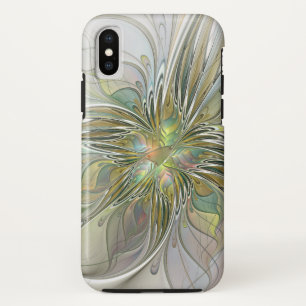 Floral Fantasy Modern Fractal Art Flower With Gold Case-Mate iPhone Case