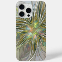 Floral Fantasy Modern Fractal Art Flower With Gold