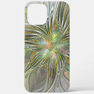 Floral Fantasy Modern Fractal Art Flower With Gold iPhone 12 Pro Max Case