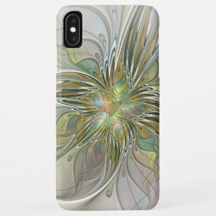 Floral Fantasy Modern Fractal Art Flower With Gold Case-Mate iPhone Case