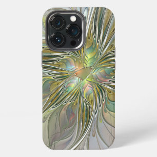 Floral Fantasy Modern Fractal Art Flower With Gold iPhone 13 Pro Case