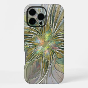 Floral Fantasy Modern Fractal Art Flower With Gold iPhone 16 Pro Max Case