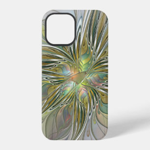 Floral Fantasy Modern Fractal Art Flower With Gold iPhone 12 Pro Case