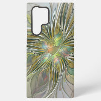 Floral Fantasy Modern Fractal Art Flower With Gold