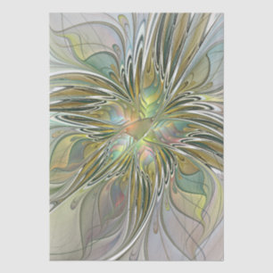 Floral Fantasy Modern Fractal Art Flower With Gold Tissue Paper