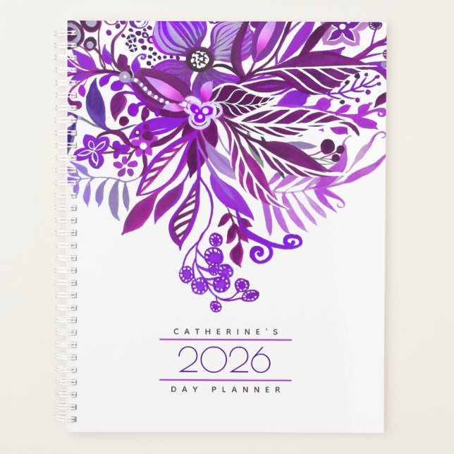 Floral Fantasy Purple Daily Agenda 2026 (Front)