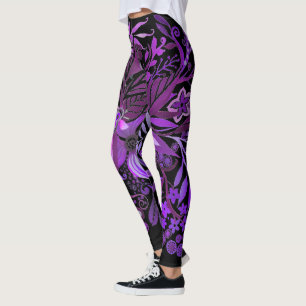 Floral Fantasy Purple Leggings