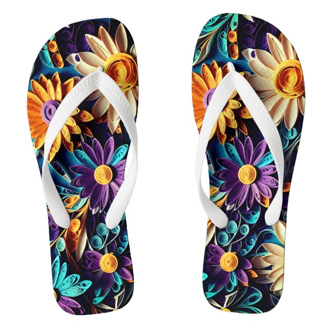 Floral Fantasy: Quilled Paper Art Jandals (Footbed)