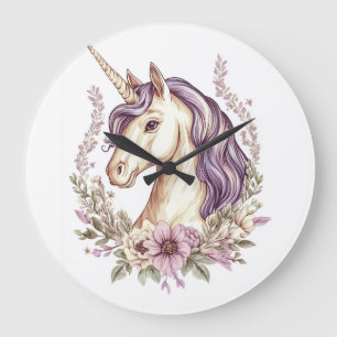 Floral Fantasy Unicorn  (1) Large Clock