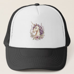 Floral Fantasy Unicorn (1) Trucker Hat