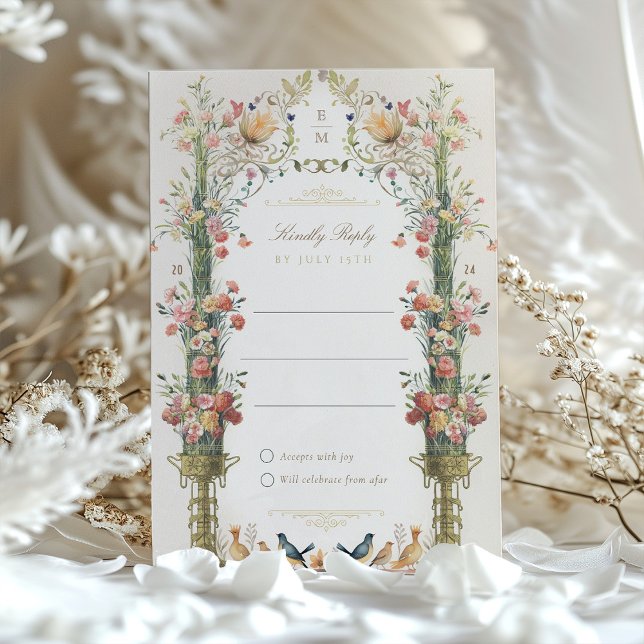 Floral Fantasy Wedding RSVP Invitation Card (Creator Uploaded)