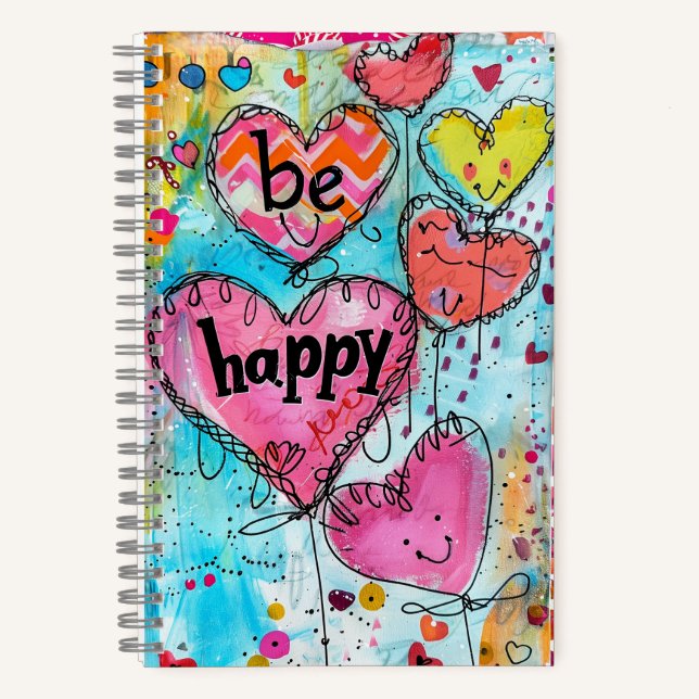 *~* Floral Fantasy  Whimsical Happy AN1 Colourful Notebook (Front)